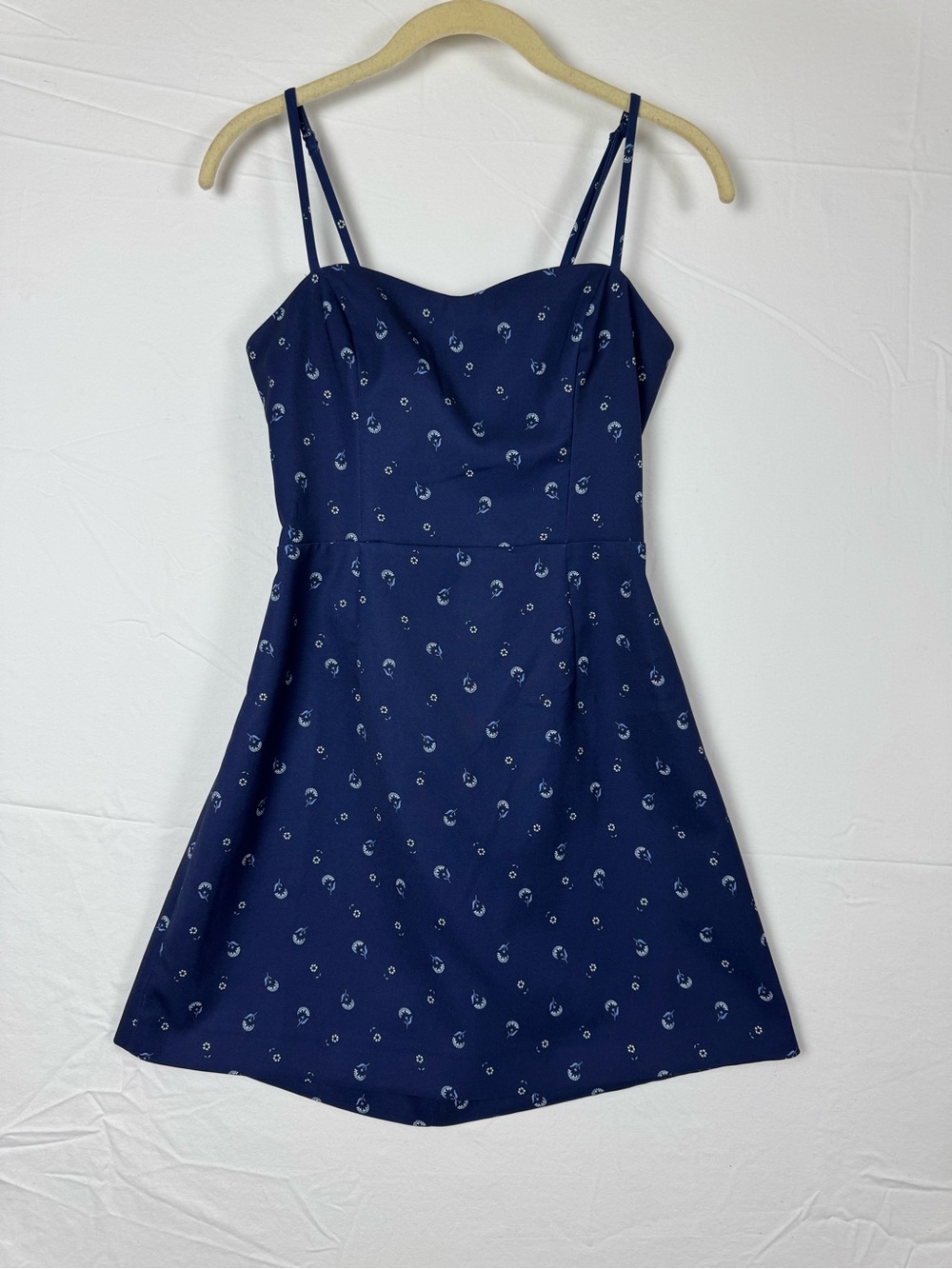 French Connection Whisper Mini Dress Blue Lobelia Flirty Floral Sweetheart 6